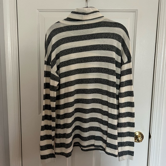 J. Crew Grey & White Striped Turtleneck top - Picture 4 of 6